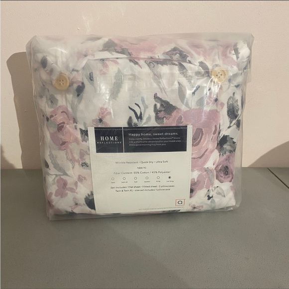 New Home Reflections Floral Cal King Sheet Set 1000 TC - Picture 2 of 4